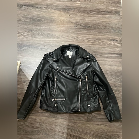 NWT H&M COATED BIKER JACKET - Picture 5 of 12